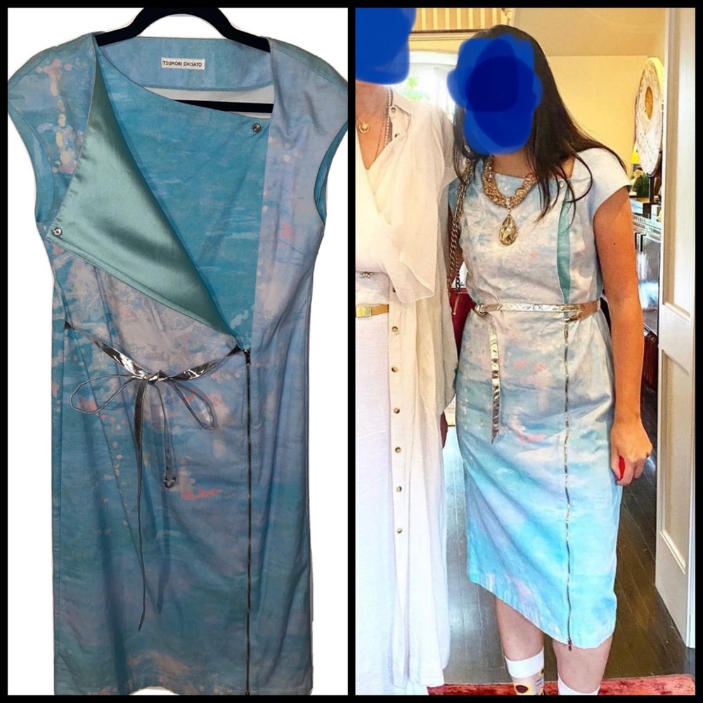 Tsumori Chisato Pastel Watercolor Paint Wearable Art Rare Dress SM